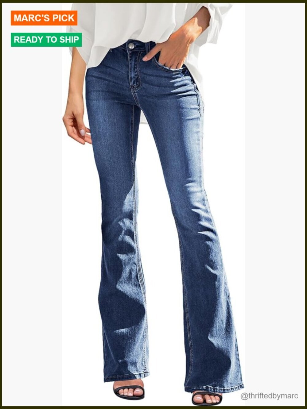 High Waisted Bootcut Flare Jeans Stretch Denim Pants Wide Leg